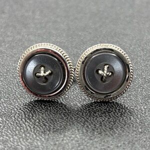 SWANK Black and Silver Button Cufflinks